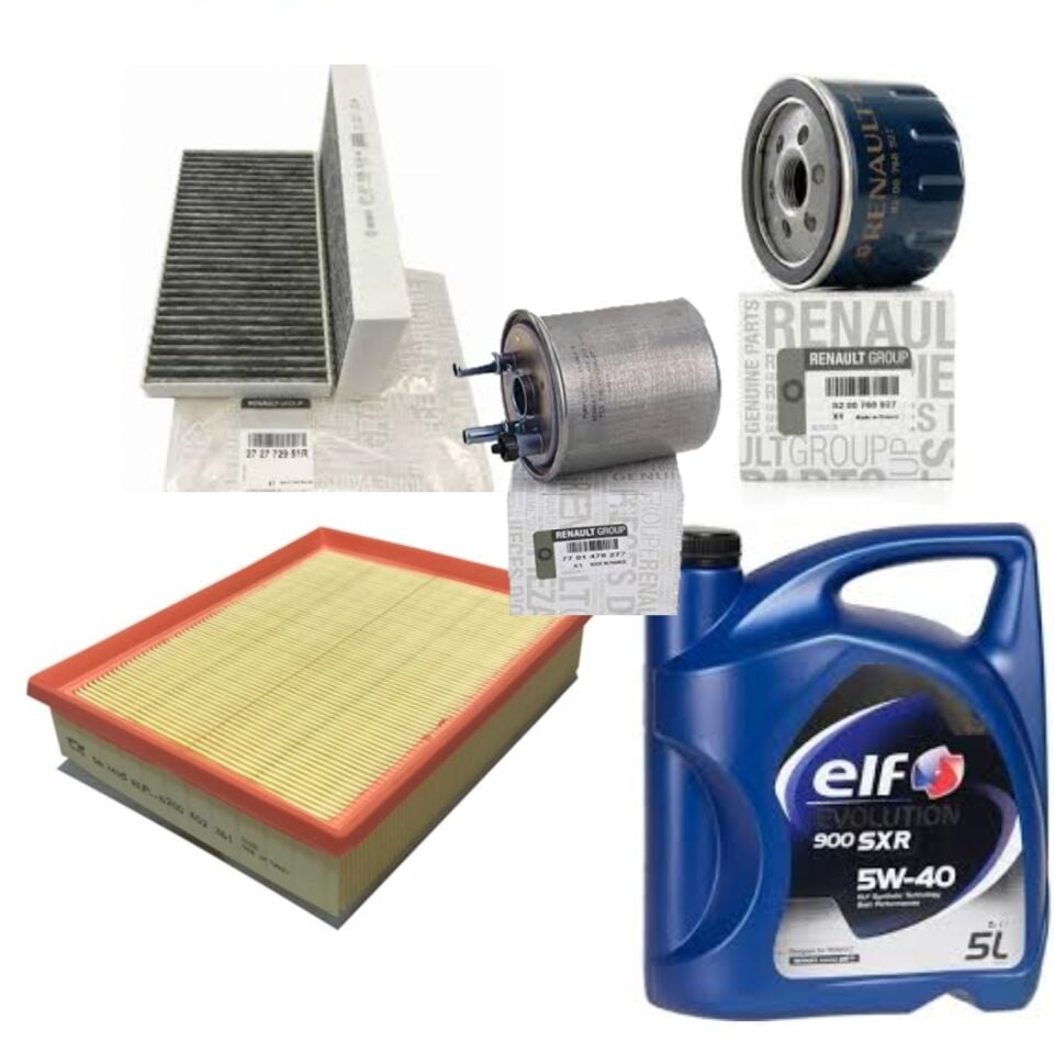 Laguna 3-III Yağ Bakım Seti 1.5 Dci K9K (2007-2015) (Motor Yağı+Yağ+Hava+Polen+Mazot Filtre )