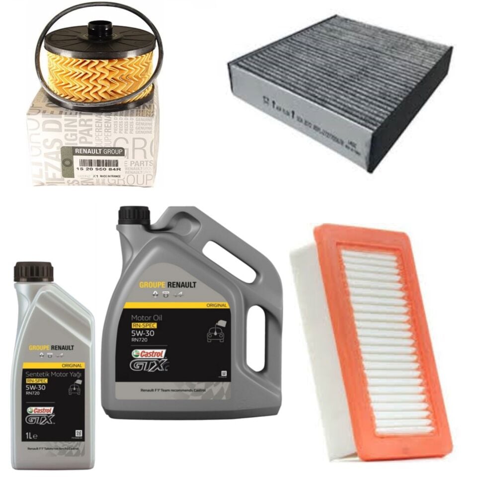 Clio 5-V Captur 2-II Yağ Bakım Seti 1.3 Tce H5H 2020-> (Motor Yağı+Yağ+Hava+Polen Filtre )