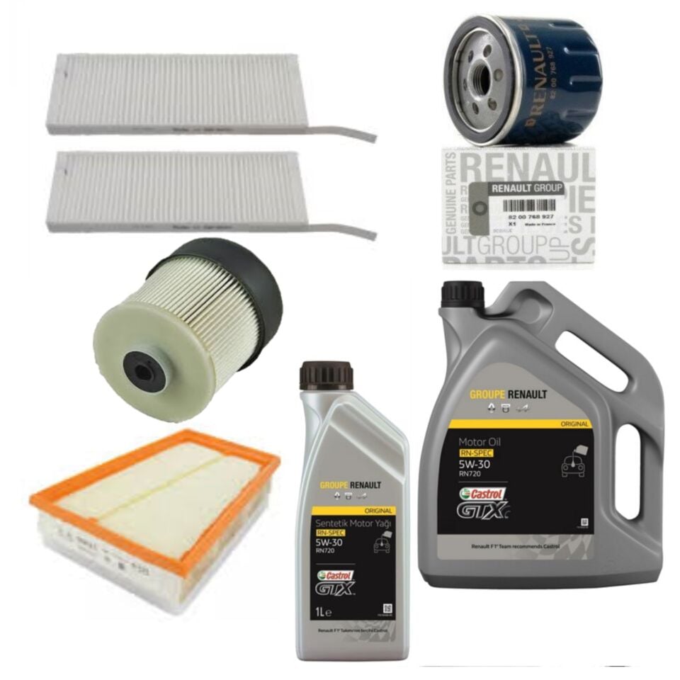 Kangoo 4-IV Yağ Bakım Seti 1.5 Dci K9K  2020-> (Motor Yağı+Yağ+Hava+Polen+Mazot Filtre)