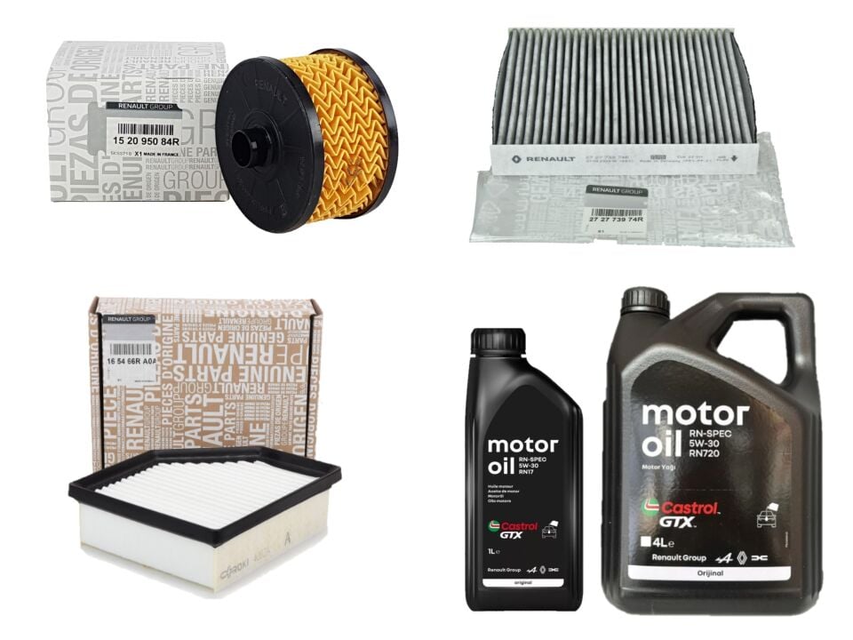 Austral Yağ Bakım Seti 1.2 Tce H5F-601 E-Tech 200 Hybrid (Motor Yağı+Yağ+Hava+Polen Filtresi)