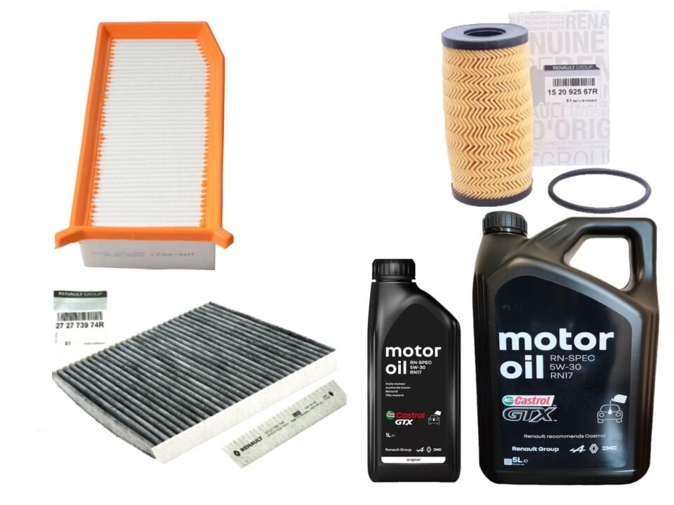 Duster 2-II Yağ Bakım Seti 1.5 Dci K9K 2018-> (Motor Yağı+Yağ+Hava+Polen Filtresi )