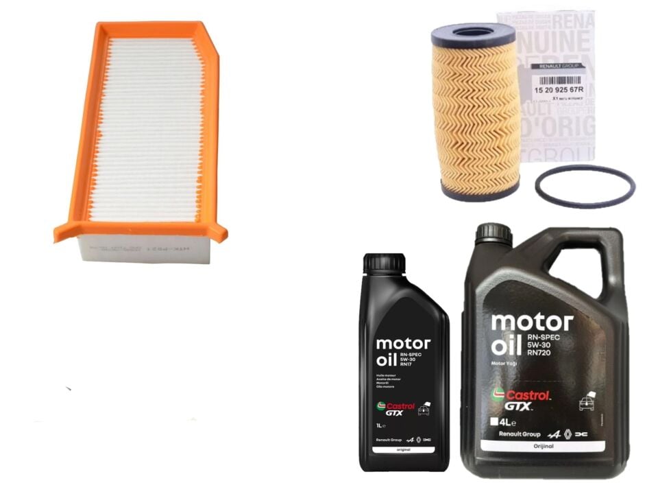 Duster 2-II Yağ Bakım Seti 1.5 Dci K9K 2018-> (Motor Yağı+Yağ + Hava Filtresi )