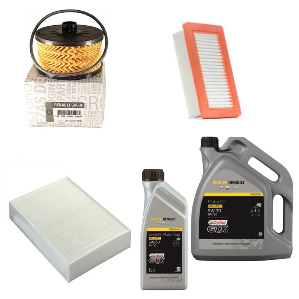 Duster 2-II Yağ Bakım Seti 1.0 Tce H4D 2018-> (Motor Yağı+Yağ+Hava+Polen Filtresi)