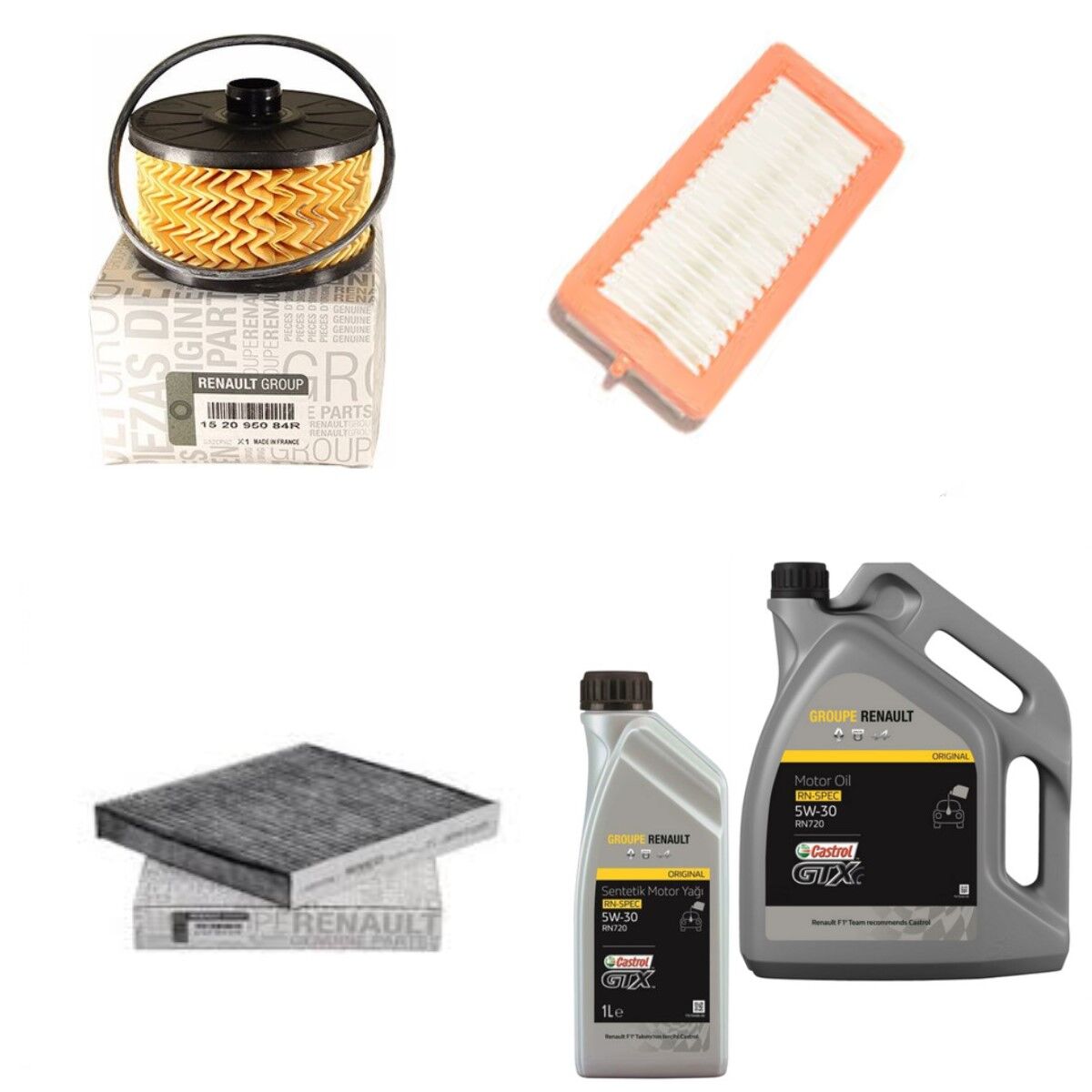 Duster 2-II Yağ Bakım Seti 1.3 Tce H5H 2018-> (Motor Yağı+Yağ+Hava+Polen Filtresi )