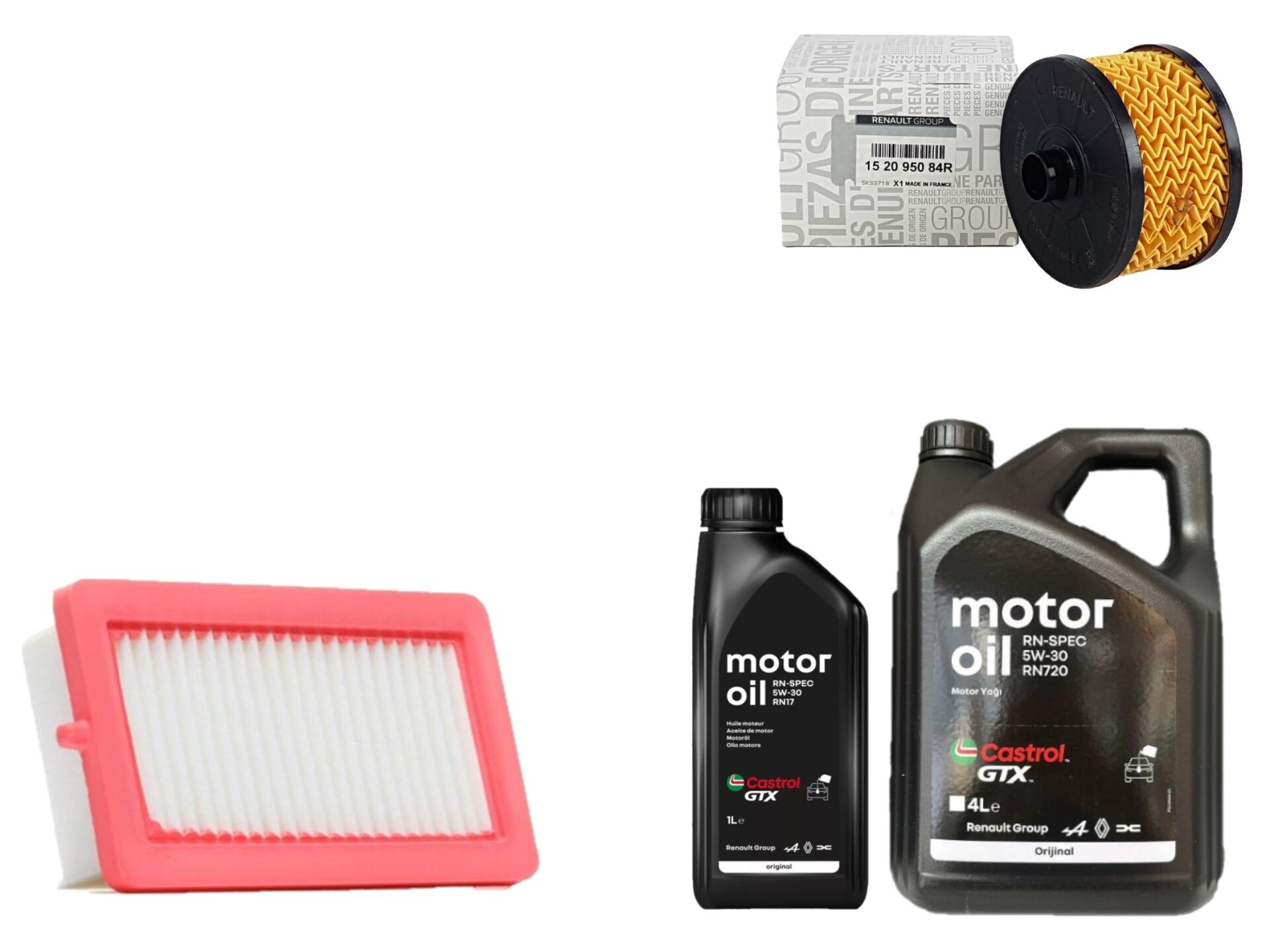 Duster 2-II Yağ Bakım Seti 1.3 Tce H5H 2018-> (Motor Yağı+Yağ+Hava Filtresi )