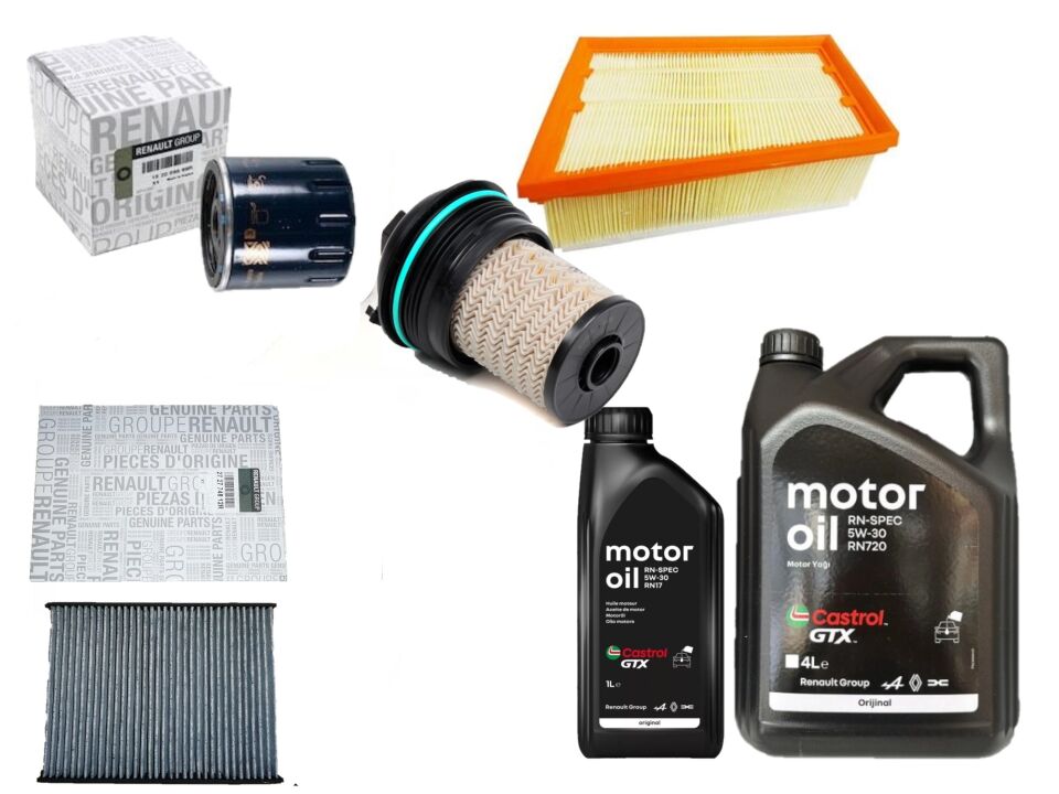 Megane 4-IV Talisman Yağ Bakım Seti 1.5 Dci K9K 2016-> (Motor Yağı+Yağ+Hava+Polen+Mazot Filtre )