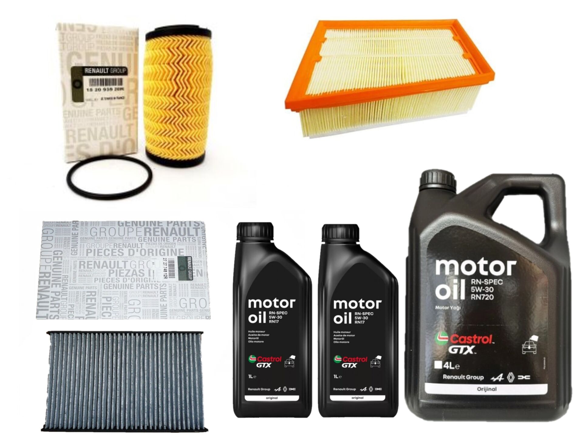 Megane 4-IV Talisman Yağ Bakım Seti 1.6 Dci R9M 2016-> (Motor Yağı+Yağ+Hava+Polen Filtre )