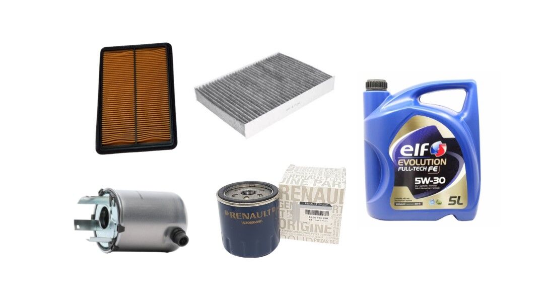 Kadjar Yağ Bakım Seti 1.5 Dci K9K (2013-2022) (Motor Yağı+Yağ+Hava+Polen+Mazot Filtre )