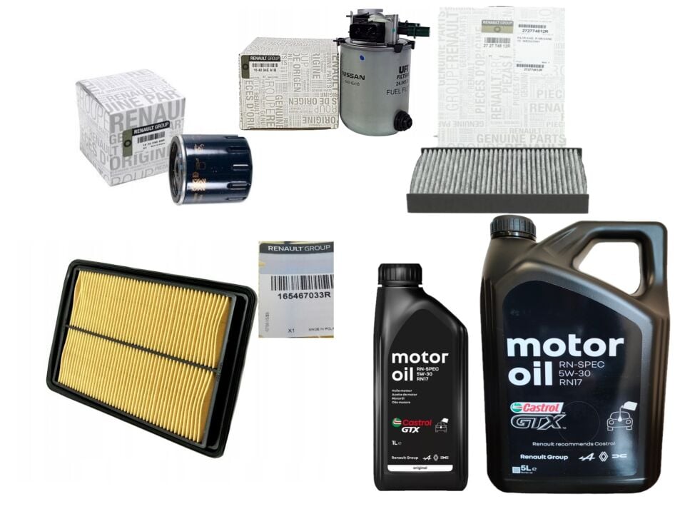 Kadjar Yağ Bakım Seti 1.5 Dci K9K (2013-2022) (Motor Yağı+Yağ+Hava+Polen+Mazot Filtre)