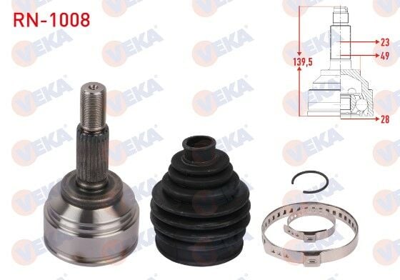 Clio 4-IV Ön Dış Aks Kafası (Dış Freze:23 İç Freze:28) Mekanik 5 Vites 1.2 16V D4F 391018662R -Veka