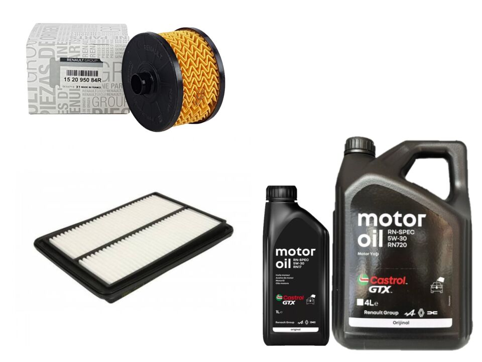 Kadjar Yağ Bakım Seti 1.2 Tce H5F (2013-2022) (Motor Yağı+Yağ+ Hava Filtre)