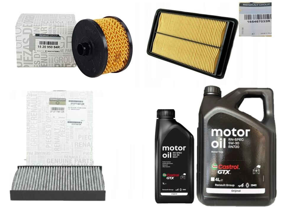Kadjar Yağ Bakım Seti 1.3 Tce H5H (2013-2022) (Motor Yağı+Yağ+Hava+Polen Filtre)