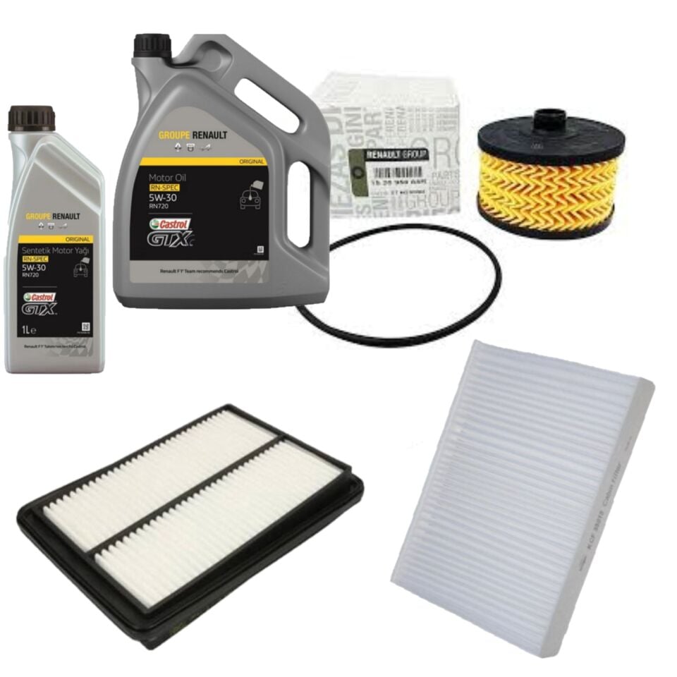 Kadjar Yağ Bakım Seti 1.3 Tce H5H (2013-2022) (Motor Yağı+Yağ+Hava+ Polen Filtre)