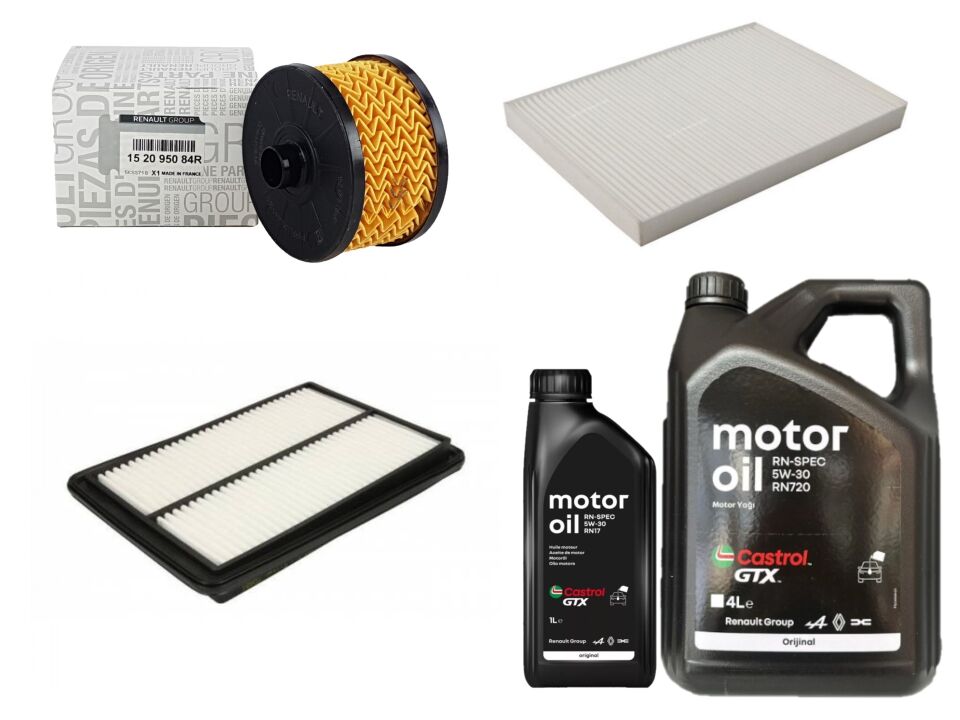 Kadjar Yağ Bakım Seti 1.3 Tce H5H (2013-2022) (Motor Yağı+Yağ+Hava+ Polen Filtre)
