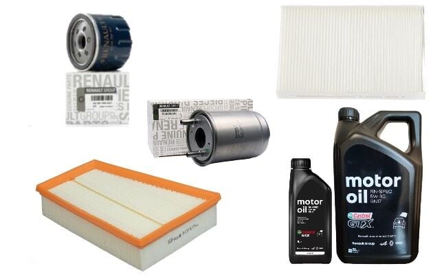 Megane 3-III Fluence Yağ Bakım Seti 1.5 Dci K9K(2008-2016) (Motor Yağı+Yağ+Hava+ Polen+Mazot Filtre)