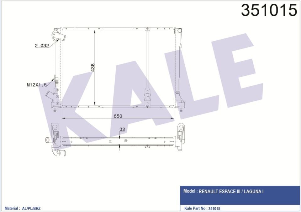 Espace 3-III Motor Su Radyatörü 2.2D G8T (Dizel) 7701040662 -Kale