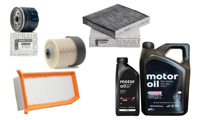Clio 4-IV Captur 1-I Yağ Bakım Seti 1.5 Dci K9K (2013-2020)(Motor Yağı+Yağ+Hava+Polen+Mazot Filtre)