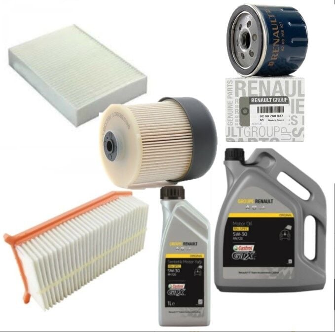 Clio 4-IV Captur 1-I Yağ Bakım Seti 1.5 Dci K9K (2013-2020)(Motor Yağı+ Yağ+Hava+Polen+Mazot Filtre)