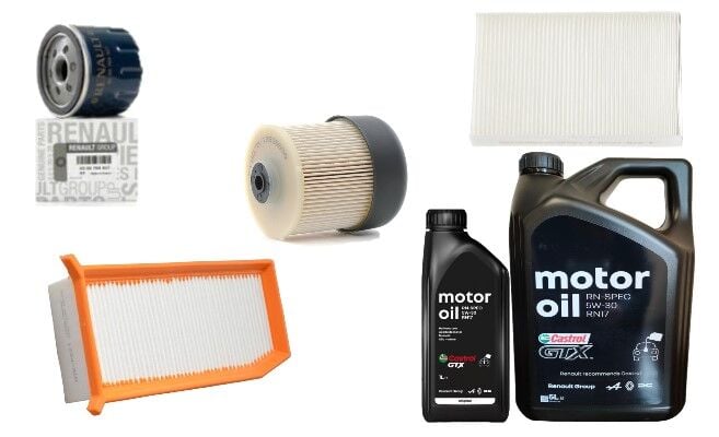 Clio 4-IV Captur 1-I Yağ Bakım Seti 1.5 Dci K9K (2013-2020)(Motor Yağı+ Yağ+Hava+Polen+Mazot Filtre)