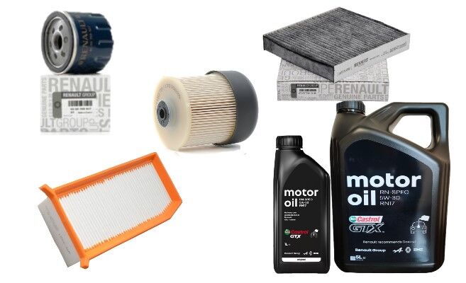 Clio 2-II Symbol Joy Yağ Bakım Seti 1.5 Dci K9K (2013-2020)(Motor Yağı+Yağ+Hava+Polen+Mazot Filtre)