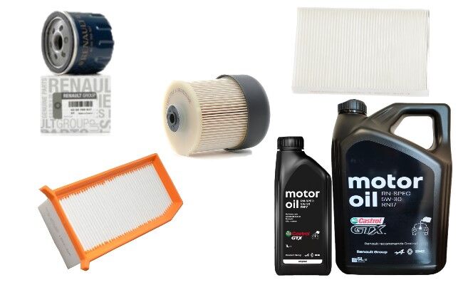 Clio 2-II Symbol Joy Yağ Bakım Seti 1.5 Dci K9K (2013-2020)(Motor Yağı+ Yağ+Hava+Polen+Mazot Filtre)