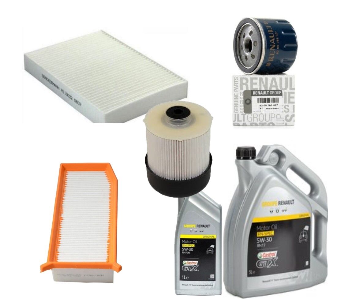 Logan Sandero 2-II Yağ Bakım Seti 1.5 Dci K9K (2013-2020)(Motor Yağı+ Yağ+Hava+Polen+Mazot Filtre)