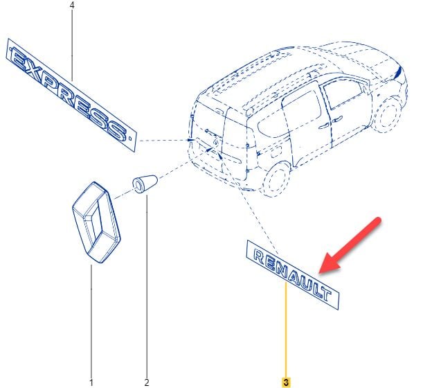 Express Combi Arka Monogram (Renault Yazısı) 2020-> 908929655R -Renault Mais