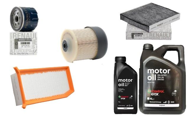 Logan Sandero 2-II Yağ Bakım Seti 1.5 Dci K9K (2013-2020)(Motor Yağı+Yağ+Hava+Polen+Mazot Filtre)