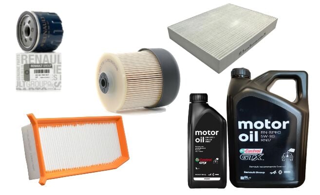 Lodgy Dokker Yağ Bakım Seti 1.5 Dci K9K (2013-2020)(Motor Yağı+ Yağ+Hava+Polen+Mazot Filtre)