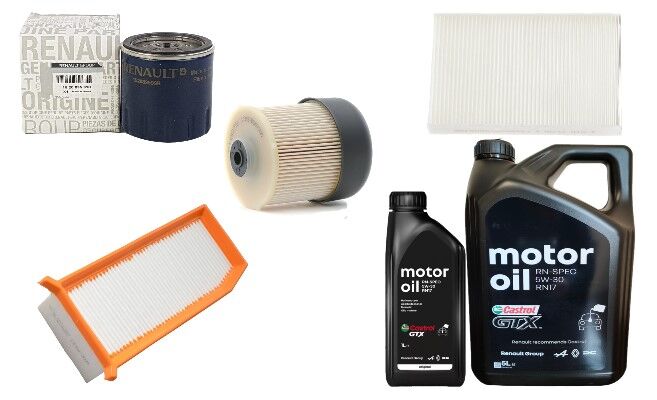 Duster 1-I Yağ Bakım Seti 1.5 Dci K9K (2013-2017)(Motor Yağı+ Yağ+Hava+Polen+Mazot Filtre)