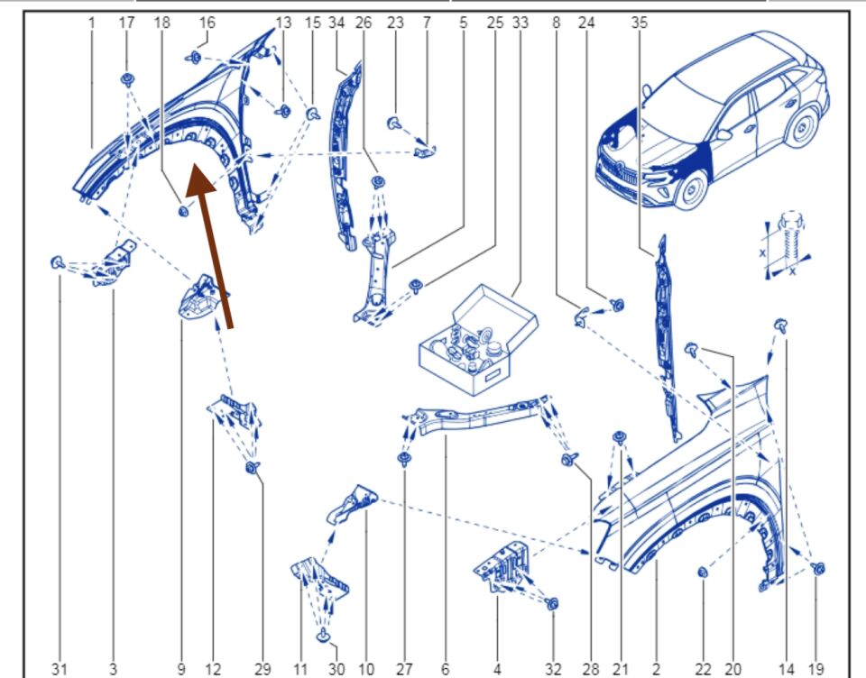 Austral Ön Çamurluk Sağ 2022-> 631126954R -Renault Mais