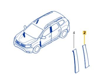 Duster 2-II Arka Sol Kapı Direk Bandı (2018-2023) 822820859R -Renault Mais