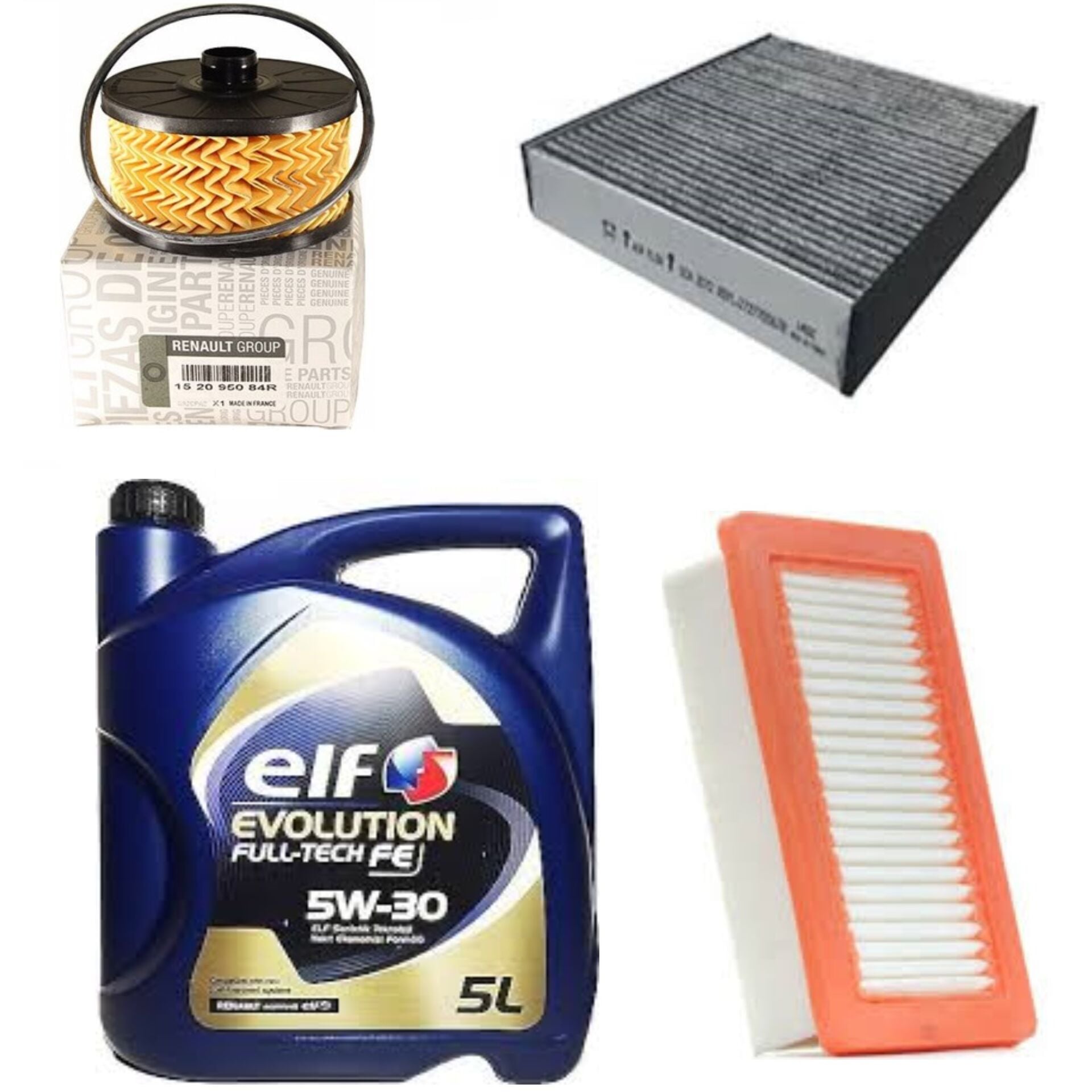 Clio 5-V Captur 2-II Yağ Bakım Seti 1.3 Tce H5H 2020-> (Motor Yağı+Yağ+Hava+Polen Filtre)