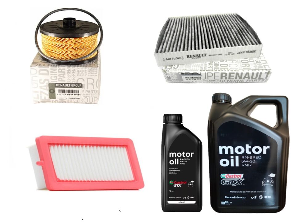 Clio 5-V Captur 2-II Yağ Bakım Seti 1.3 Tce H5H 2020-> (Motor Yağı+Yağ+Hava+Polen Filtre )
