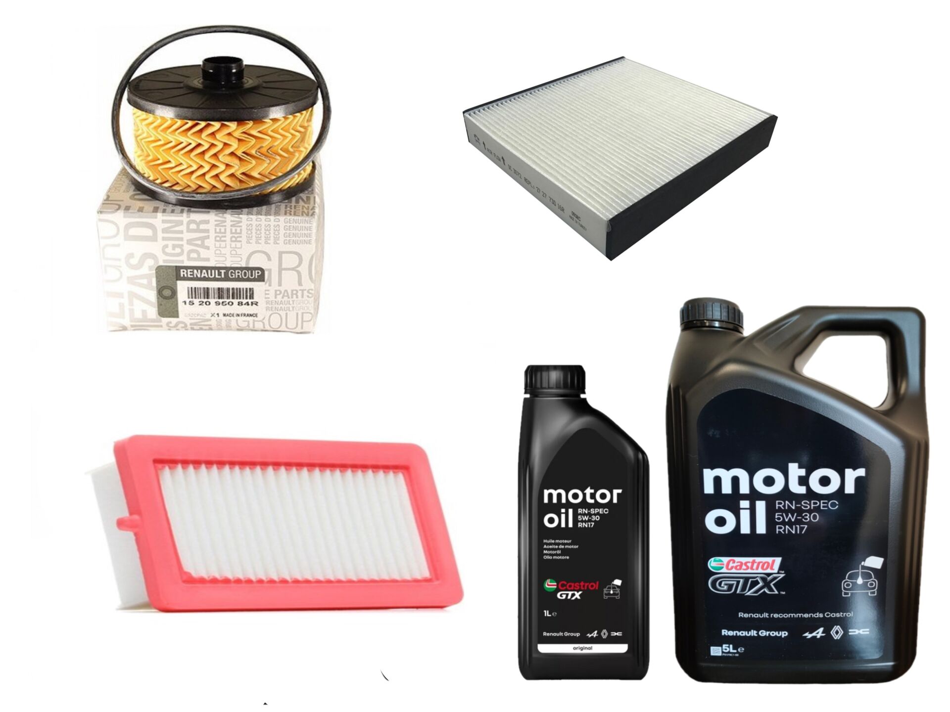 Clio 5-V Captur 2-II Yağ Bakım Seti 1.3 Tce H5H 2020-> (Motor Yağı+Yağ+Hava+ Polen Filtre )