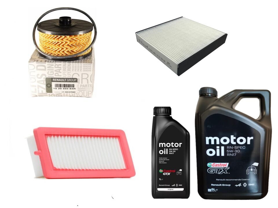 Clio 5-V Captur 2-II Yağ Bakım Seti 1.3 Tce H5H 2020-> (Motor Yağı+Yağ+Hava+ Polen Filtre )