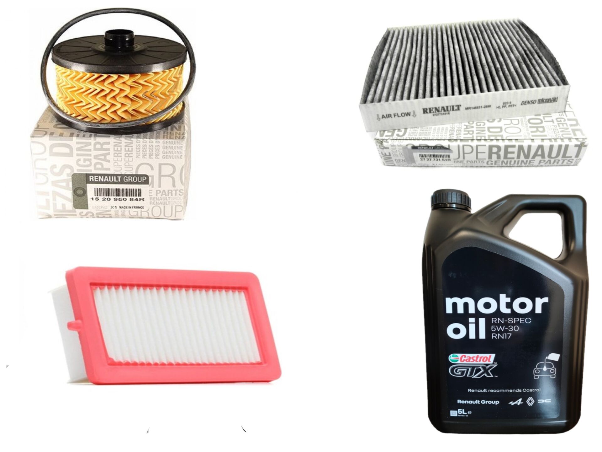 Clio 5-V Captur 2-II Yağ Bakım Seti 1.0 Tce H4D 2020-> (Motor Yağı+Yağ+Hava+Polen Filtre)