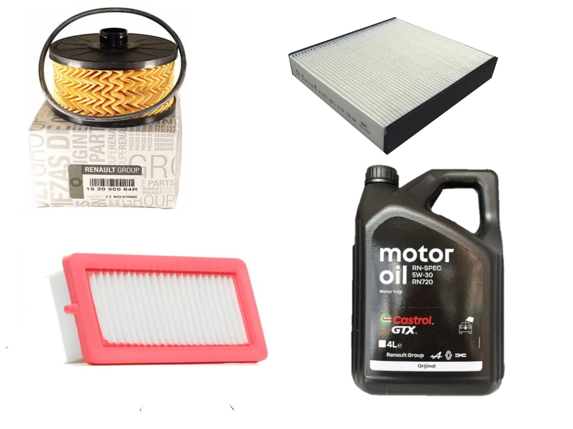 Clio 5-V Captur 2-II Yağ Bakım Seti 1.0 Tce H4D 2020-> (Motor Yağı+Yağ+Hava+Polen Filtre )