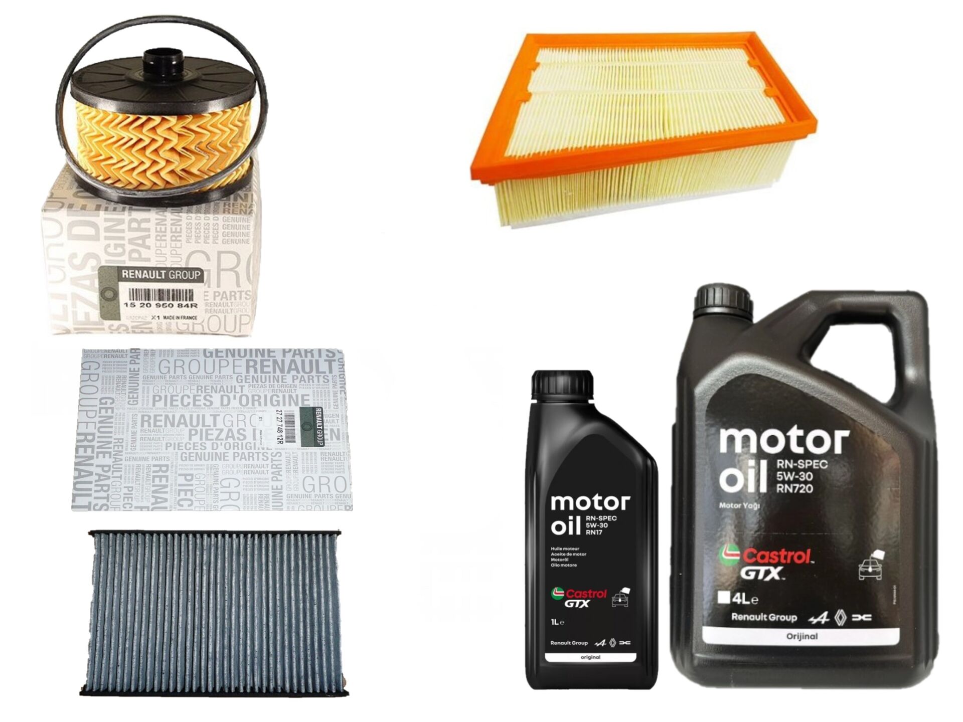 Megane 4-IV Talisman Yağ Bakım Seti 1.3 Tce H5H 2016-> (Motor Yağı+Yağ+Hava+Polen Filtre)