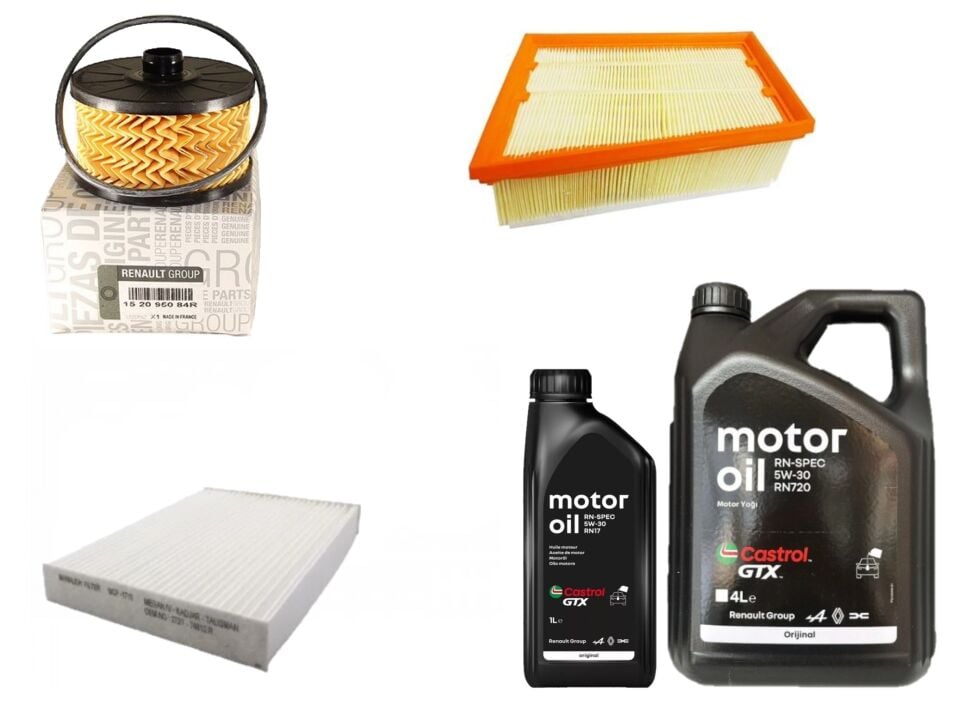 Megane 4-IV Talisman Yağ Bakım Seti 1.3 Tce H5H 2016-> (Motor Yağı+Yağ+Hava+Polen Filtre )